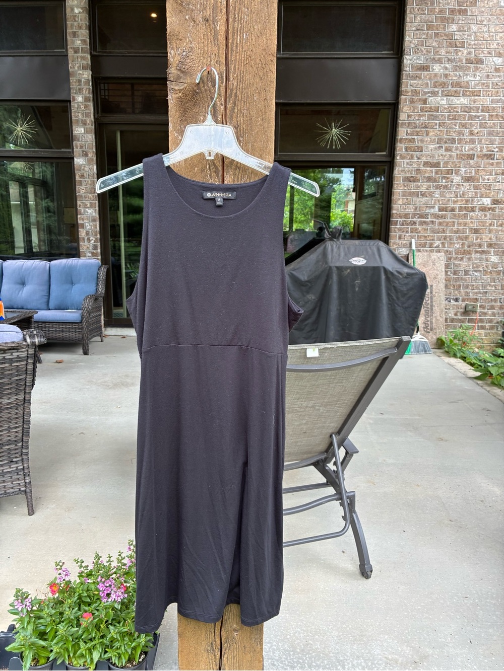 Athleta Santorini women’s Black Crew Neck Aline Knit Dress LT